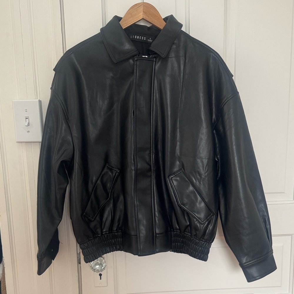 Faux Leather Bomber Jacket